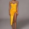 JLUXLABEL YELLOW ALDIS SATIN SLIT DRESS 1 JLUXLABEL YELLOW ALDIS SATIN SLIT DRESS