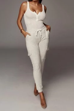 JLUXLABEL Ivory Buttoned Ribbed Tank BACK IN 16 JLUXLABEL Ivory Buttoned Ribbed Tank BACK IN