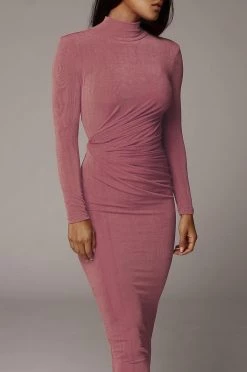 JLUXLABEL MAUVE KARA MOCK NECK DRESS BACK IN