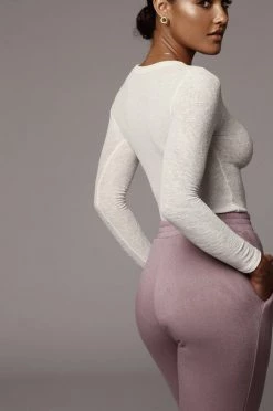 JLUXLABEL IVORY BRITTNEY RIBBED LONG SLEEVE TOP SALE