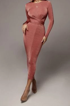 JLUXLABEL BACK IN Mauve Vida Front Tie Dress