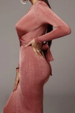 JLUXLABEL BACK IN Mauve Vida Front Tie Dress