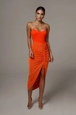 JLUXLABEL SALE ORANGE AURA SLINKY SKIRT