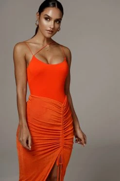 JLUXLABEL SALE ORANGE AURA SLINKY SKIRT 13 JLUXLABEL SALE ORANGE AURA SLINKY SKIRT