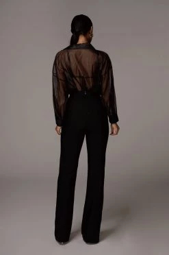 JLUXLABEL BACK IN BLACK BLAKE SHEER BUTTON UP