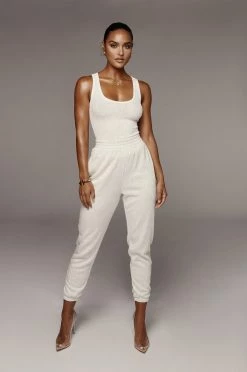 JLUXLABEL Ivory Nila Ribbed Tank BACK IN