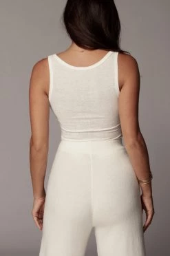 JLUXLABEL Ivory Buttoned Ribbed Tank BACK IN 23 JLUXLABEL Ivory Buttoned Ribbed Tank BACK IN