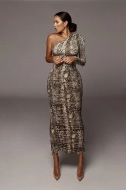 JLUXLABEL SNAKESKIN HALOW RUCHED SKIRT