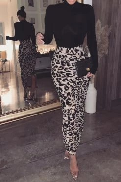 JLUXLABEL BACK IN LEOPARD HALOW RUCHED SKIRT