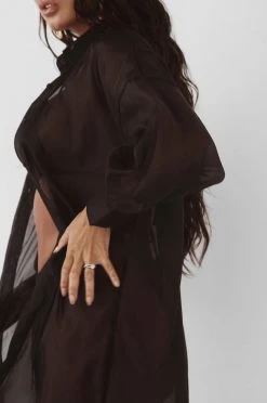 JLUXLABEL BACK IN BLACK BLAKE SHEER BUTTON UP