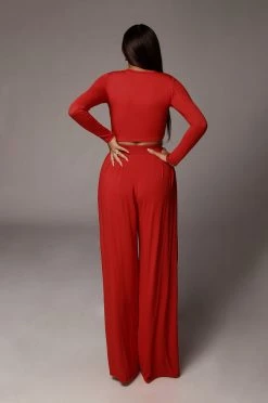 JLUXLABEL JLUXBASIX RED DEVYN WIDE LEG PANTS BACK IN