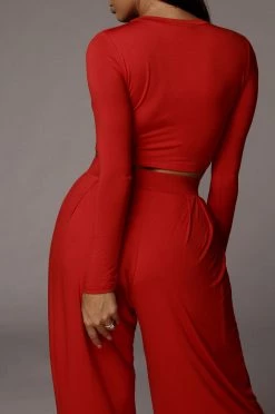 JLUXLABEL JLUXBASIX RED DEVYN WIDE LEG PANTS BACK IN