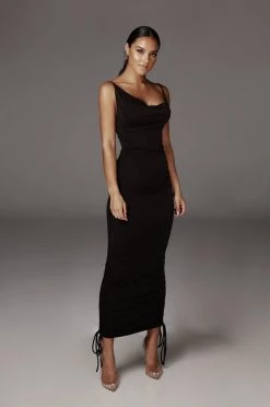 JLUXLABEL BLACK WOJEK SLINKY DRESS BACK IN 11 JLUXLABEL BLACK WOJEK SLINKY DRESS BACK IN