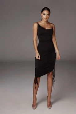 JLUXLABEL BLACK WOJEK SLINKY DRESS BACK IN