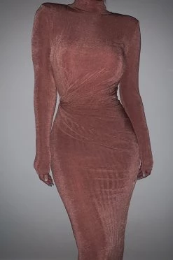 JLUXLABEL MAUVE KARA MOCK NECK DRESS BACK IN