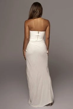 JLUXLABEL WHITE NOELIA LINEN SLIT SKIRT