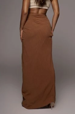 JLUXLABEL NEW ARRIVALS PECAN NOELIA LINEN SLIT SKIRT 19 JLUXLABEL NEW ARRIVALS PECAN NOELIA LINEN SLIT SKIRT