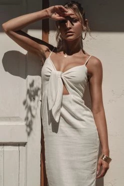 JLUXLABEL IVORY DOLORES LINEN DRESS