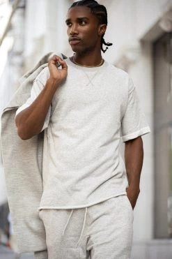 JLUXLABEL GREY LOGAN RAW EDGE TEE