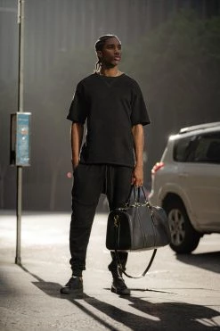 JLUXLABEL BLACK LOGAN RAW EDGE TEE SALE