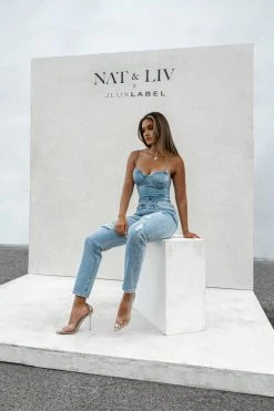BOTTOMS NAT & LIV X JLUXLABEL CASSIS CROSSOVER ASYMMETRIC JEANS