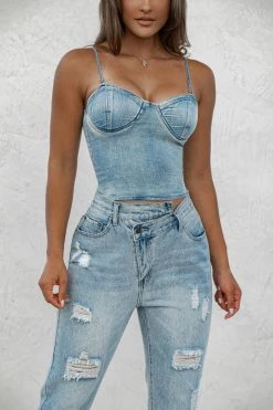 BOTTOMS NAT & LIV X JLUXLABEL CASSIS CROSSOVER ASYMMETRIC JEANS