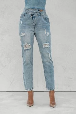BOTTOMS NAT & LIV X JLUXLABEL CASSIS CROSSOVER ASYMMETRIC JEANS