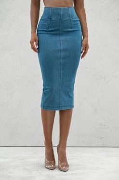 JLUXLABEL BACK IN ANITA LONG DENIM SKIRT