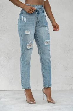 BOTTOMS NAT & LIV X JLUXLABEL CASSIS CROSSOVER ASYMMETRIC JEANS