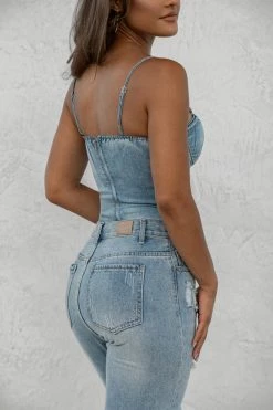 BOTTOMS NAT & LIV X JLUXLABEL CASSIS CROSSOVER ASYMMETRIC JEANS