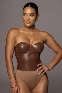 JLUXLABEL COCO XENIA FAUX LEATHER BODYSUIT