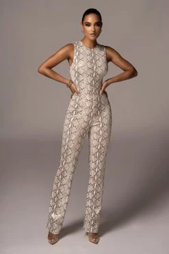 JLUXLABEL SNAKEPRINT ANETTE STRAIGHT LEG PANT