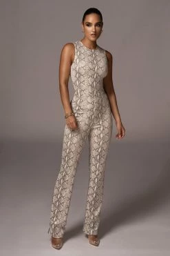 JLUXLABEL SNAKEPRINT ANETTE STRAIGHT LEG PANT