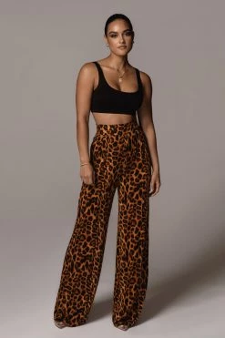 JLUXLABEL LEOPARD TEREZ WIDE LEG PANT BACK IN