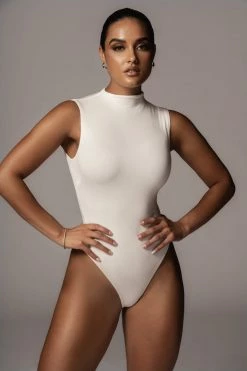 JLUXLABEL JLUXBASIX IVORY CIELA HIGH NECK BODYSUIT NEW ARRIVALS