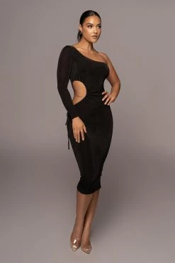 JLUXLABEL NEW ARRIVALS BLACK IN THE MOMENT DRESS