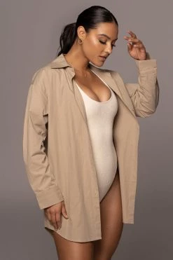 JLUXLABEL NEW ARRIVALS KHAKI AXEL BUTTON UP