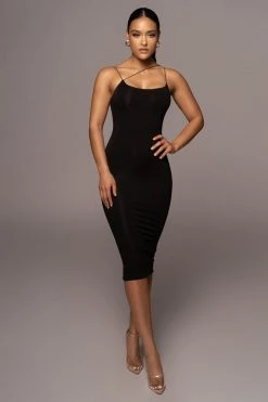 JLUXLABEL JLUXBASIX BLACK RORY DIAGONAL STRAP DRESS