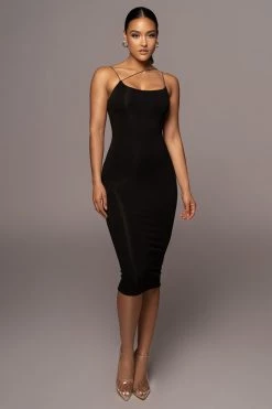 JLUXLABEL JLUXBASIX BLACK RORY DIAGONAL STRAP DRESS