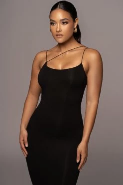 JLUXLABEL JLUXBASIX BLACK RORY DIAGONAL STRAP DRESS