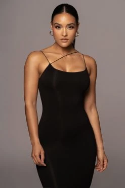 JLUXLABEL JLUXBASIX BLACK RORY DIAGONAL STRAP DRESS