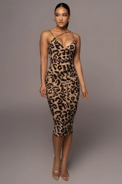 JLUXLABEL NEW ARRIVALS LEOPARD SYLVIA DIAGONAL STRAP DRESS