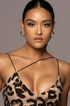 JLUXLABEL NEW ARRIVALS LEOPARD SYLVIA DIAGONAL STRAP DRESS