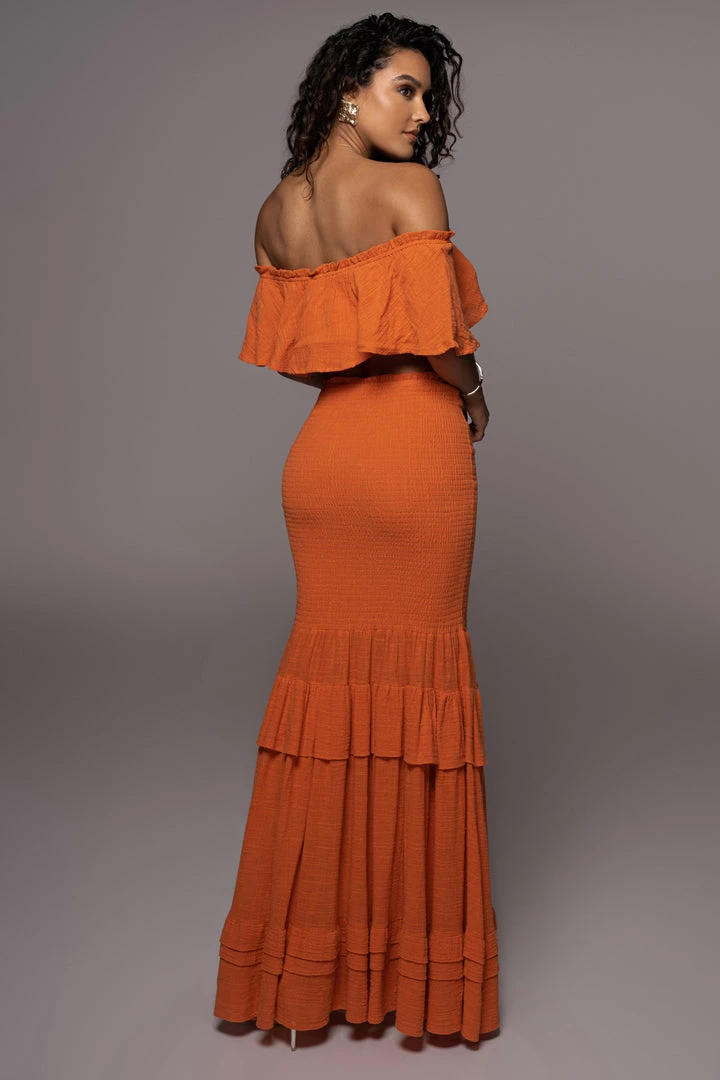 JLUXLABEL NEW ARRIVALS ORANGE SIENNA RUFFLED SKIRT SET 6 JLUXLABEL NEW ARRIVALS ORANGE SIENNA RUFFLED SKIRT SET
