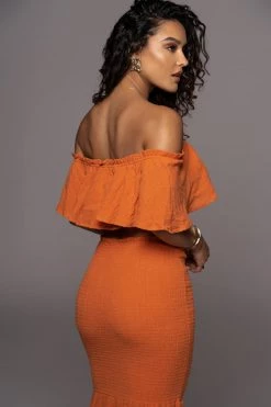 JLUXLABEL NEW ARRIVALS ORANGE SIENNA RUFFLED SKIRT SET 12 JLUXLABEL NEW ARRIVALS ORANGE SIENNA RUFFLED SKIRT SET