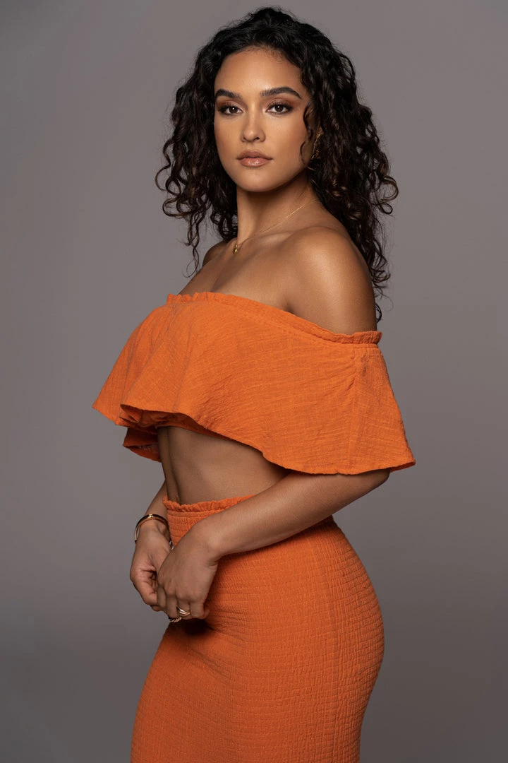 JLUXLABEL NEW ARRIVALS ORANGE SIENNA RUFFLED SKIRT SET 5 JLUXLABEL NEW ARRIVALS ORANGE SIENNA RUFFLED SKIRT SET