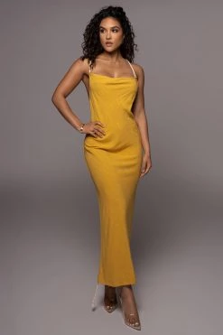 JLUXLABEL YELLOW BAHARI RUCHED LINEN DRESS NEW ARRIVALS