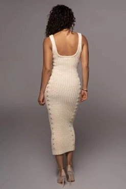JLUXLABEL NEW ARRIVALS BUTTERCREAM AMERI CABLE SWEATER DRESS