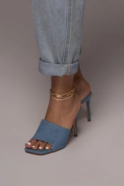 JLUXLABEL DENIM ALAINE SQUARE TOE HEELS ACCESSORIES