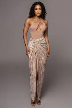 JLUXLABEL CHAMPAGNE FINE ELEGANCE SKIRT